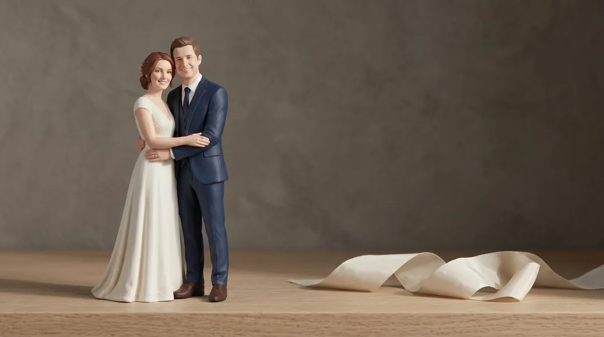 The finished topper kept on a shelf after the wedding.